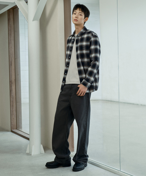 [COUTURE]100 Cotton Pigment Wide Washed Denim Pants - 2color
