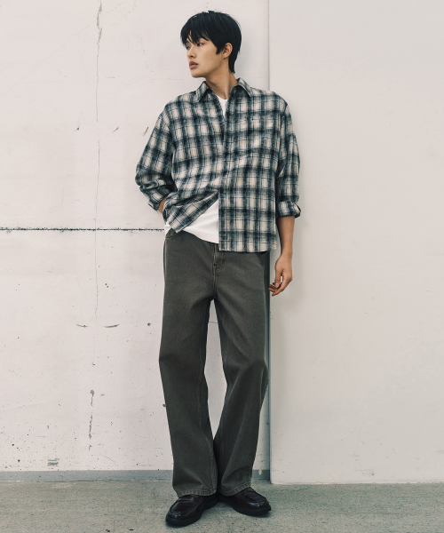[COUTURE]100 Cotton Pigment Wide Washed Denim Pants - 2color