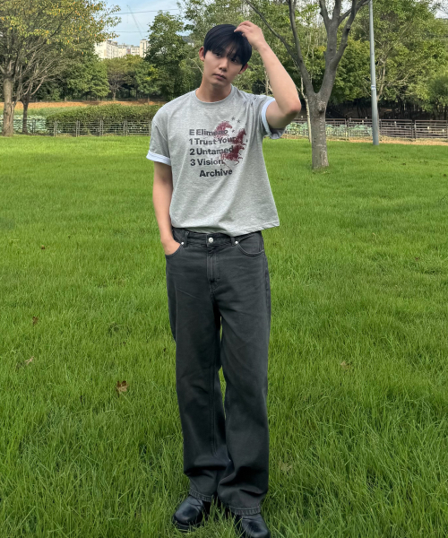 [COUTURE]100 Cotton Pigment Wide Washed Denim Pants - 2color