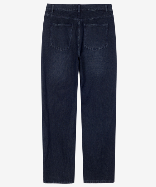 Wide ribbed dark indigo denim pants_DI