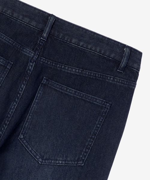Wide ribbed dark indigo denim pants_DI