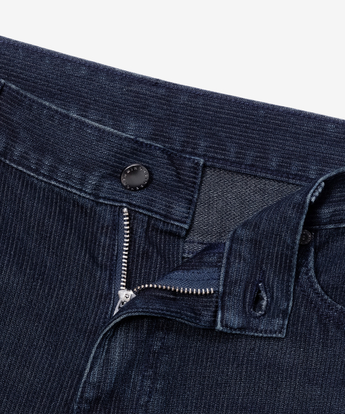 Wide ribbed dark indigo denim pants_DI