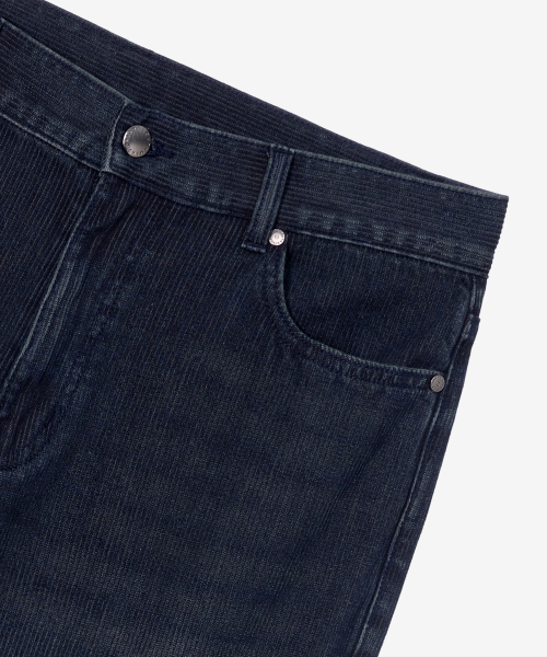 Wide ribbed dark indigo denim pants_DI
