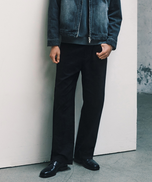 [ON]100 Cotton Curved Wide Cotton Daily Denim Pants 3color