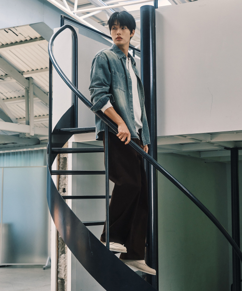 [ON]100 Cotton Curved Wide Cotton Daily Denim Pants 3color