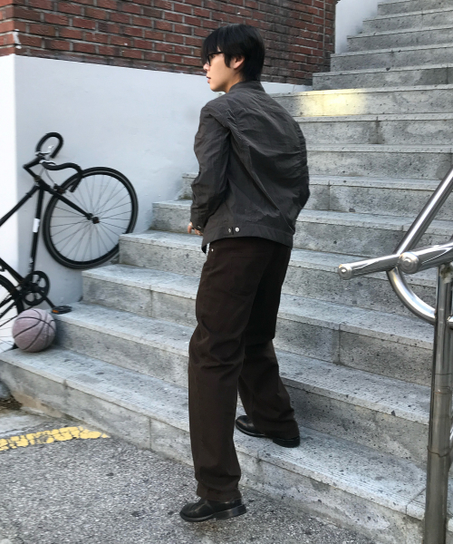 [ON]100 Cotton Curved Wide Cotton Daily Denim Pants 3color