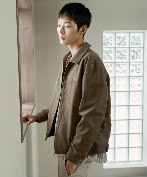 Suede Semi Oversized Trucker Jacket - 2color