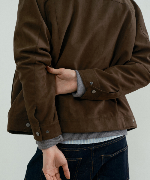 Suede Semi Oversized Trucker Jacket - 2color