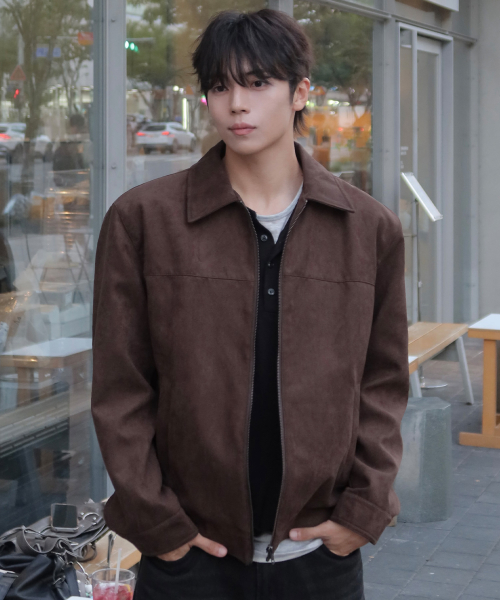 Suede Semi Oversized Trucker Jacket - 2color