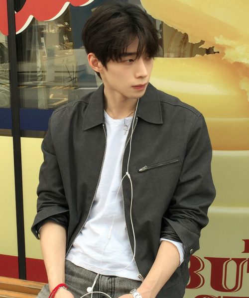 [COUTURE]Pigment-Washed Zip-Up Semi-Overfit Blouson