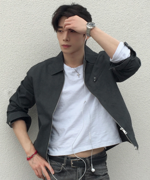 [COUTURE]Pigment-Washed Zip-Up Semi-Overfit Blouson