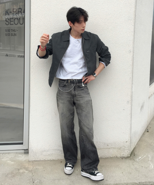 [COUTURE]Pigment-Washed Zip-Up Semi-Overfit Blouson