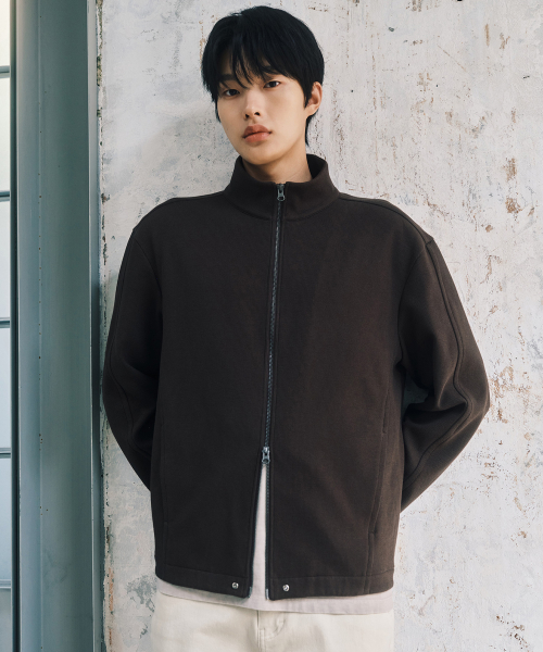 Microgorge Trousers Stand Collar Oversized Zip-Up Jumper