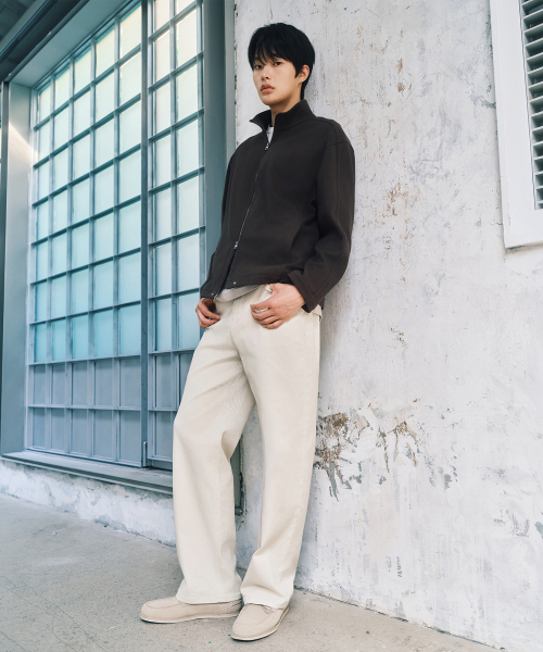 Microgorge Trousers Stand Collar Oversized Zip-Up Jumper