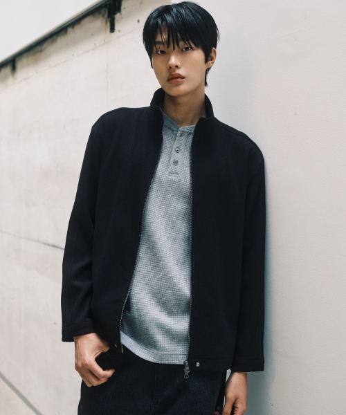 Microgorge Trousers Stand Collar Oversized Zip-Up Jumper
