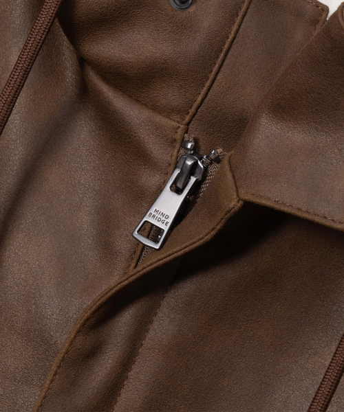 [COUTURE]Brown Leather Oversized Hooded Jumper