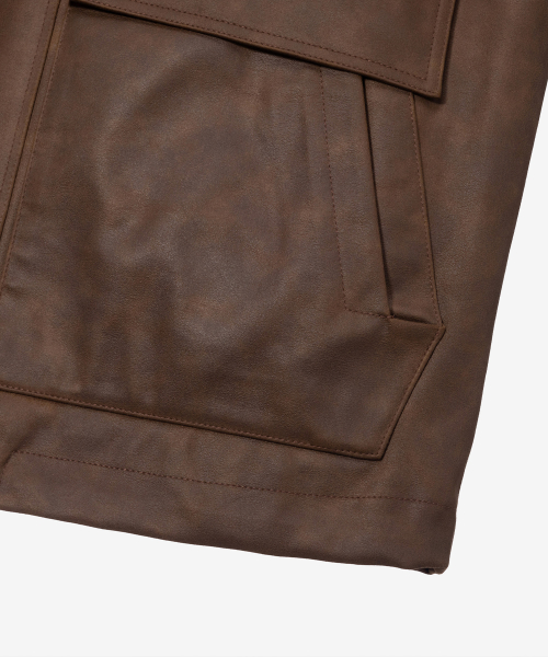 [COUTURE]Brown Leather Oversized Hooded Jumper