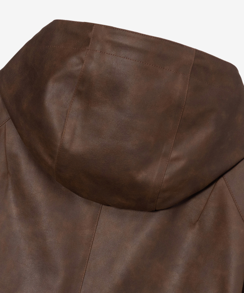 [COUTURE]Brown Leather Oversized Hooded Jumper