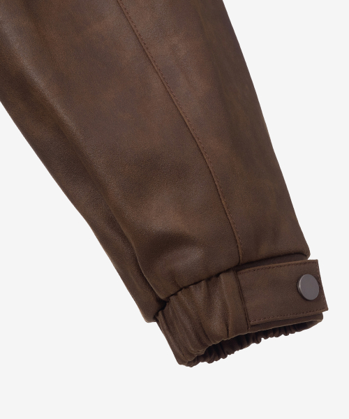 [COUTURE]Brown Leather Oversized Hooded Jumper