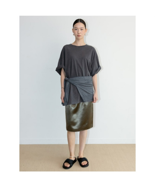 Satin Midi H Line Skirt Brown (TA6727A11D)