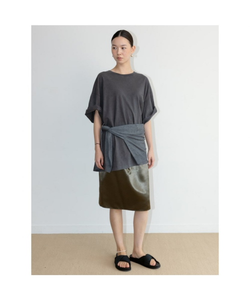 Satin Midi H Line Skirt Brown (TA6727A11D)