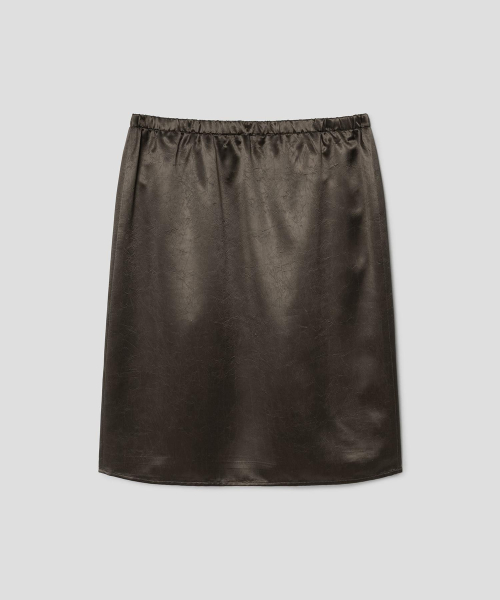 Satin Midi H Line Skirt Brown (TA6727A11D)