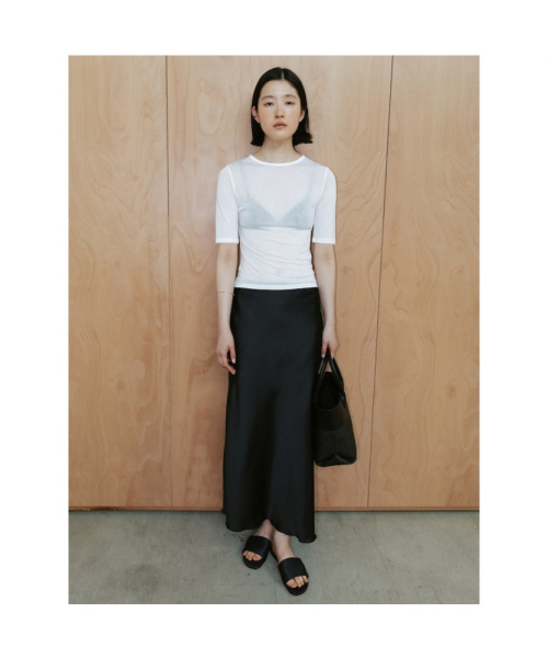 60S Satin H Line Skirt Black (TA6727A065)