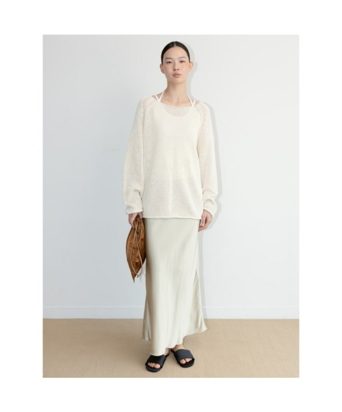 60S Satin H Line Skirt Beige (TA6727A06A)
