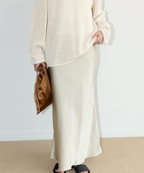 60S Satin H Line Skirt Beige (TA6727A06A)