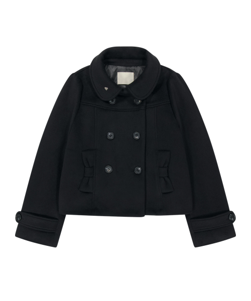 BOW BUTTON SHORT COAT BLACK