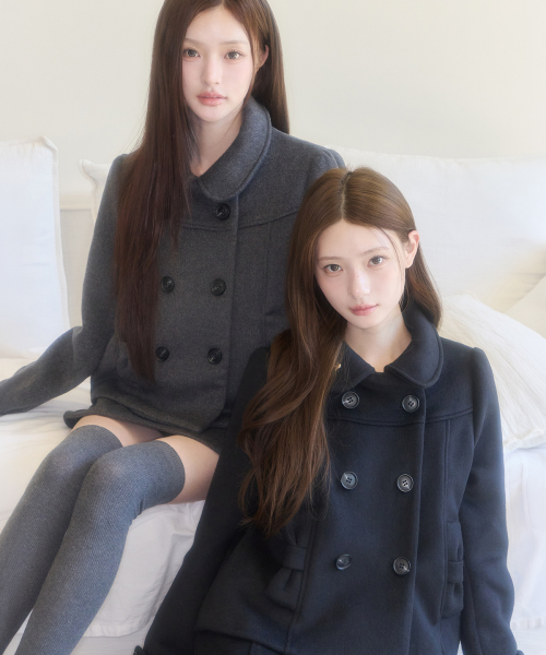 BOW BUTTON SHORT COAT BLACK