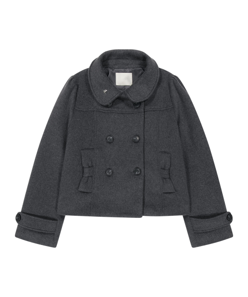 BOW BUTTON SHORT COAT CHARCOAL