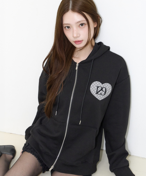 129 DOT HOODIE ZIP-UP BLACK
