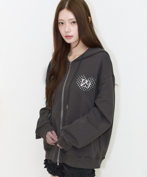 129 DOT HOODIE ZIP-UP CHARCOAL