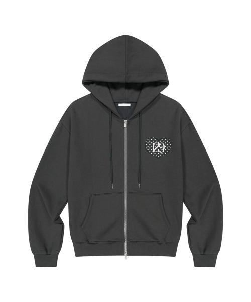129 DOT HOODIE ZIP-UP CHARCOAL