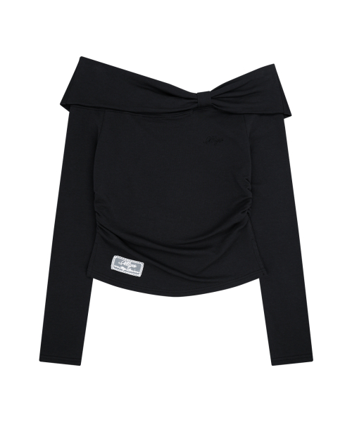 BOW OFF SHOULDER LONG SLEEVE BLACK