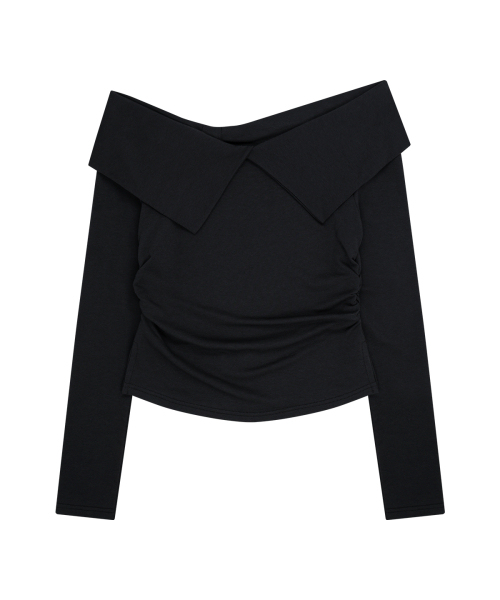 BOW OFF SHOULDER LONG SLEEVE BLACK