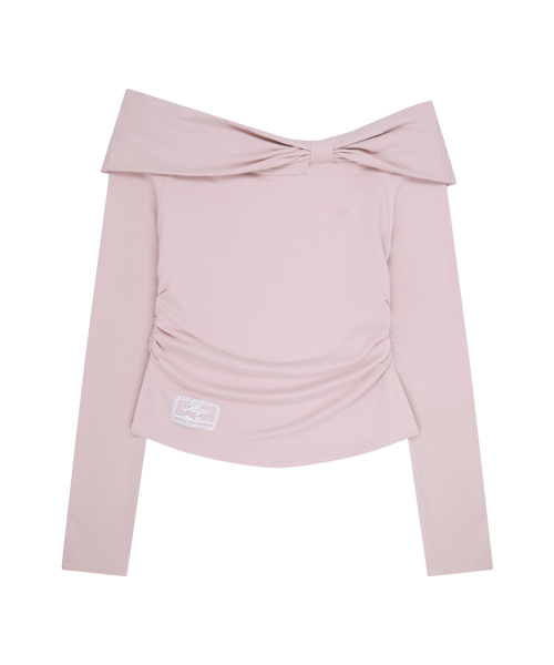 BOW OFF SHOULDER LONG SLEEVE PINK