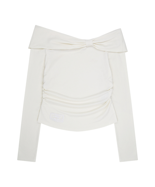 BOW OFF SHOULDER LONG SLEEVE WHITE