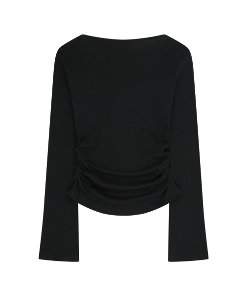 LAYERED RIBBON TIE LONG SLEEVE BLACK