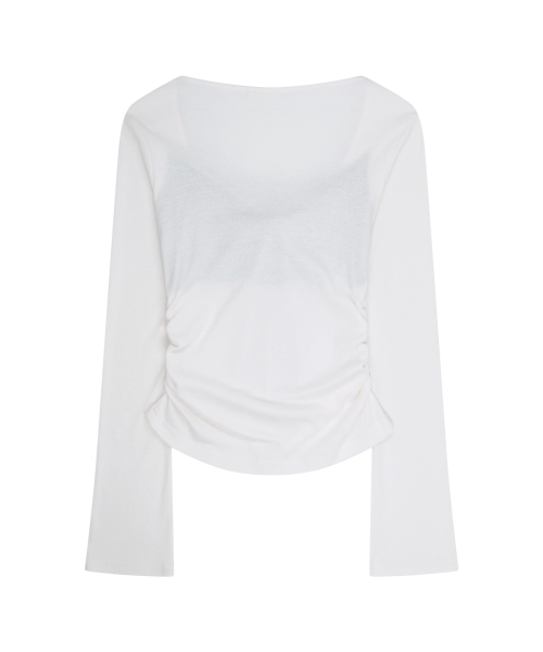 LAYERED RIBBON TIE LONG SLEEVE WHITE