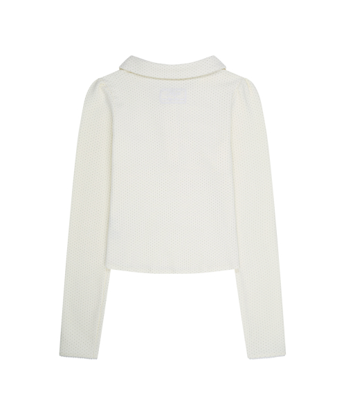 DOT PINTUCK COLLAR LONG SLEEVE IVORY