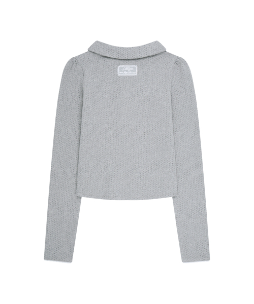 DOT PINTUCK COLLAR LONG SLEEVE MELANGE
