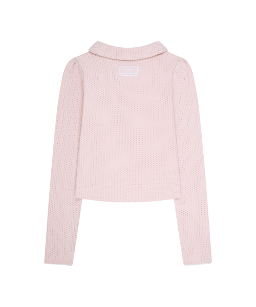 DOT PINTUCK COLLAR LONG SLEEVE PINK