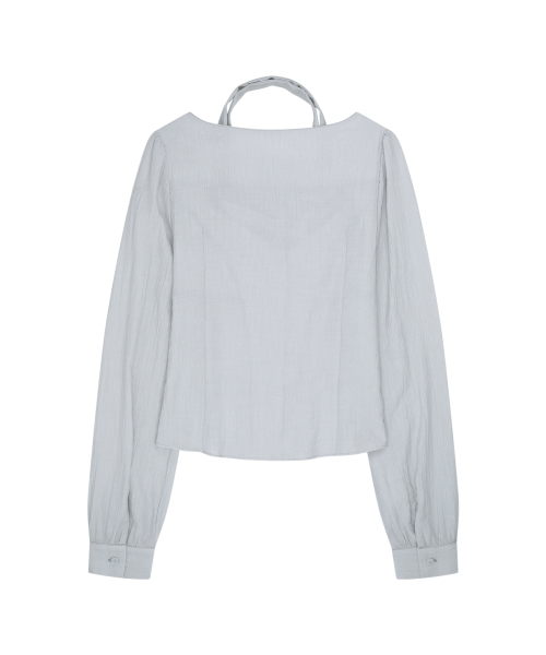 PINTUCK FLARE BLOUSE GREY