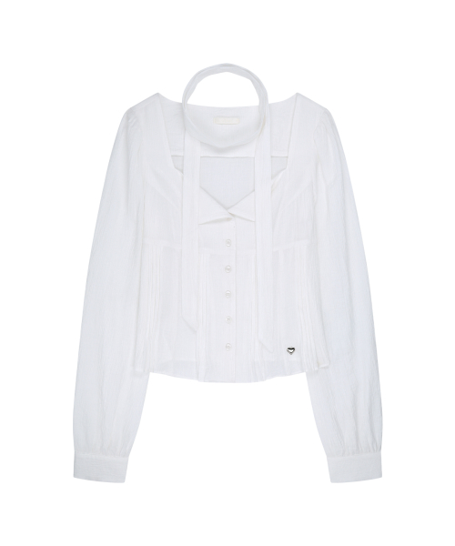 PINTUCK FLARE BLOUSE WHITE