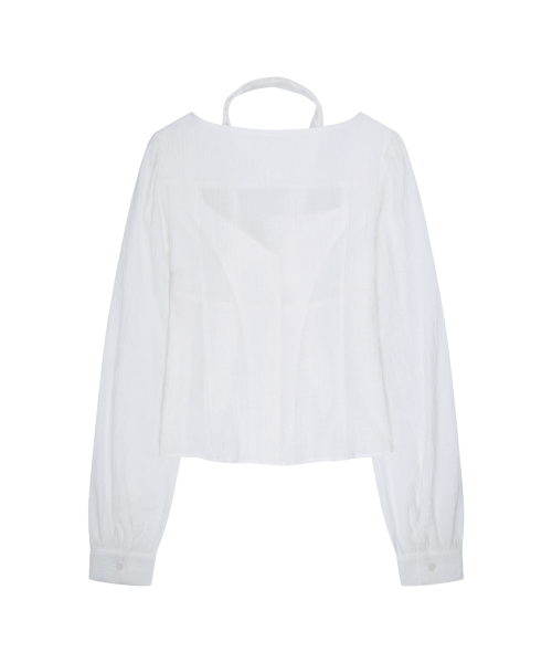 PINTUCK FLARE BLOUSE WHITE