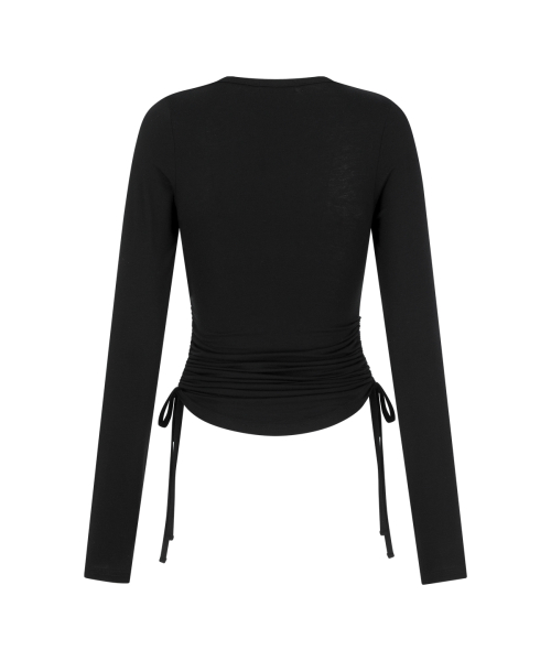 BOW BOLERO SHIRRING TOP BLACK