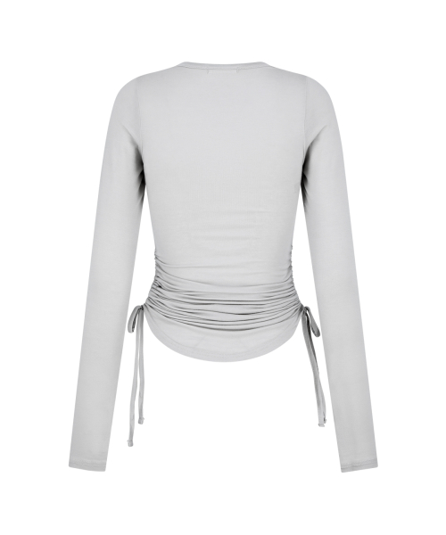 BOW BOLERO SHIRRING TOP GREY
