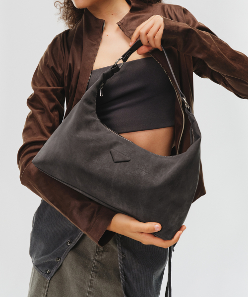 SOTY HOBO BAG - NUBUCK GREY